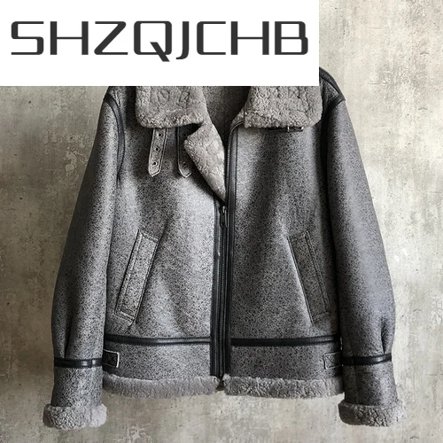 

Мужская куртка из овчины SHZQ, короткая мотоциклетная куртка из натурального меха овчины, пальто для зимы, 2021