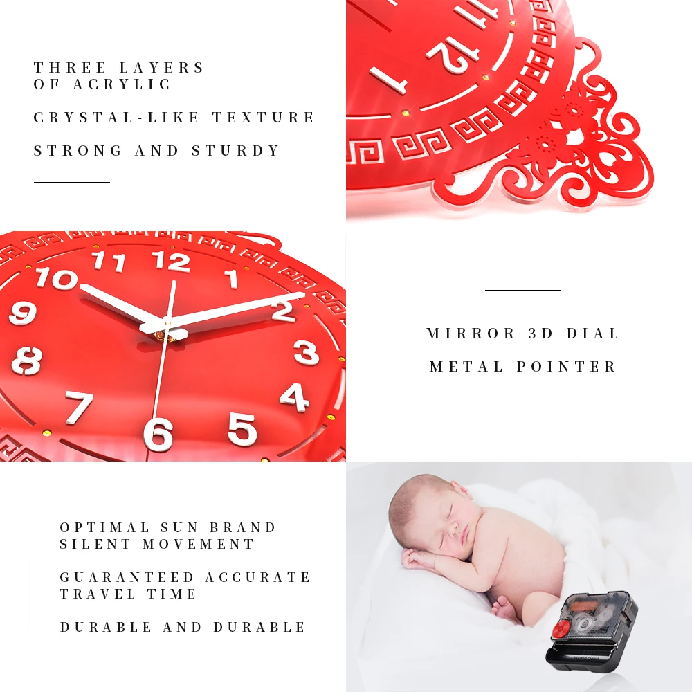 Новый китайский Стиль настенные часы для гостиной креативные ультра тихий арт