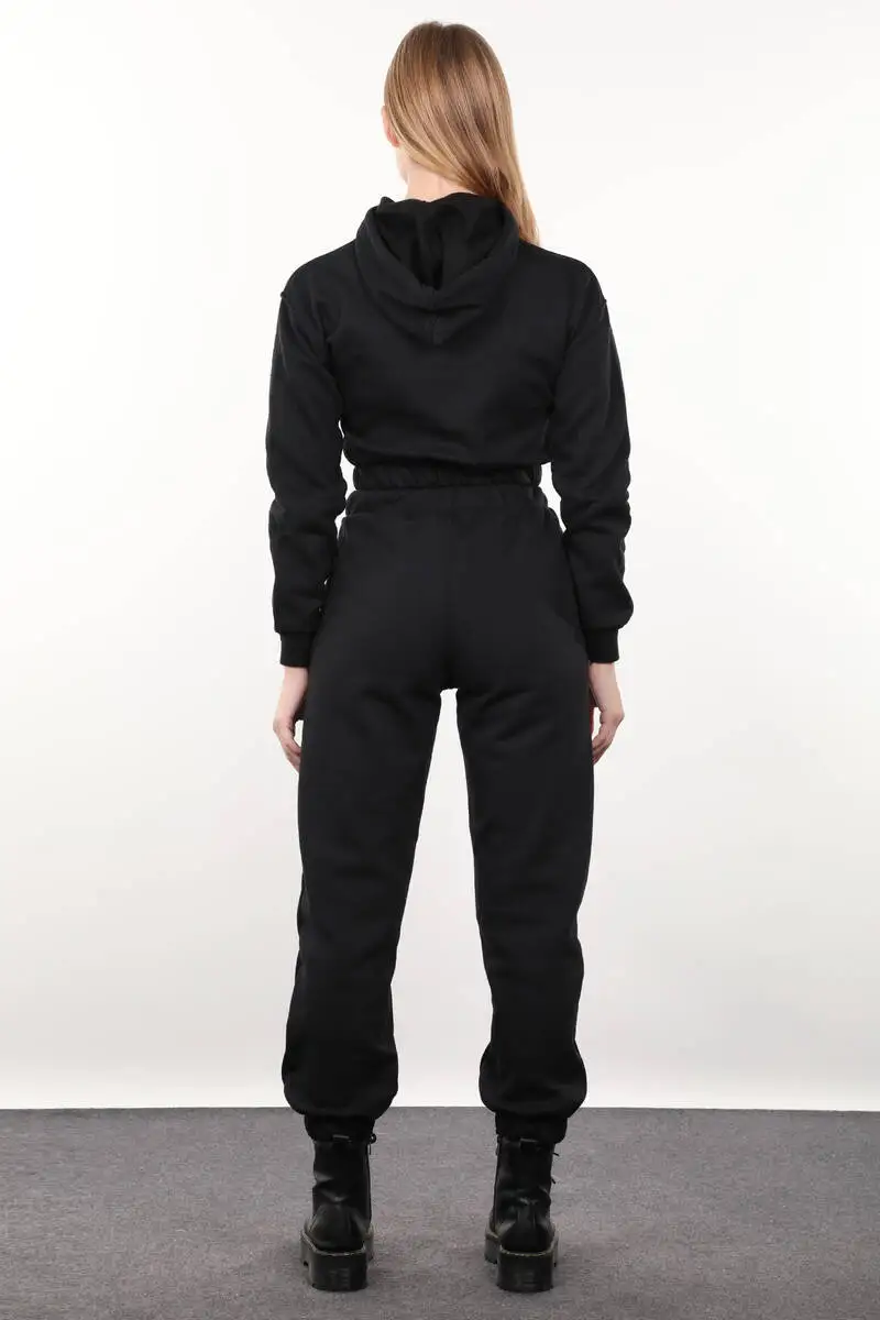 

Black Hooded Womens Tracksuit Set