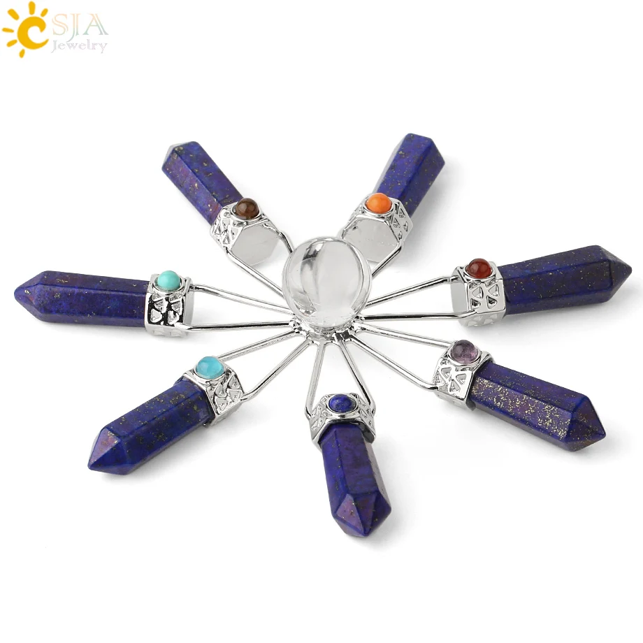 CSJA натуральный драгоценный камень 7 энергия чакры генератор исцеление точка Рейки медитация дух индийские ювелирные изделия розовый кварц аметисты F480 - Цвет: Lapis Lazuli