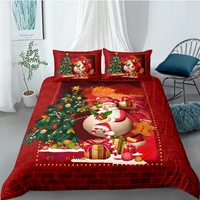 fashion christmas collection santa hd printed down quilt cover pillowcase red background queen king double bedding set