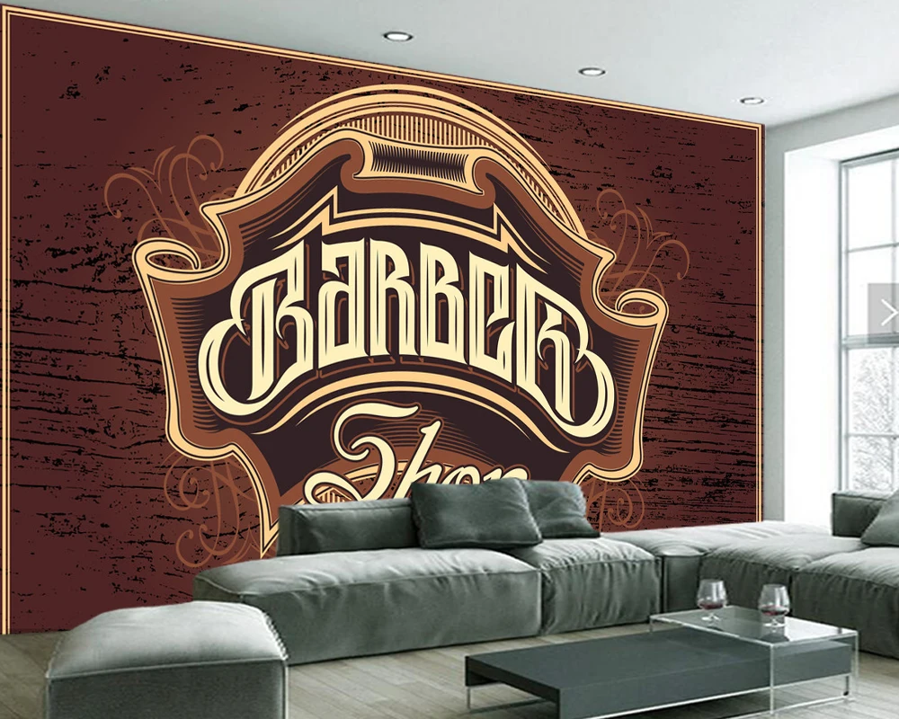 3d Роспись с жемчужным логотипом парикмахерской для гостиной дивана телевизора