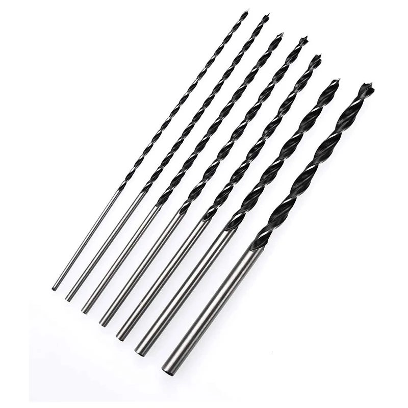 

7Pcs 300Mm/11.8Inch Extra Long Drill Bit 4/5/6/7/8/10/12Mm Round Shank Brad Point Augers Drill Bits, Wood Drill Bit Set