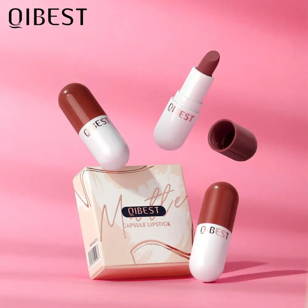 

QIBEST Lipstick Mini Lips Makeup Portable Professional Velvet Long Lasting Waterproof Lip Tint Matte Lipstick Cosmetics Lipstick