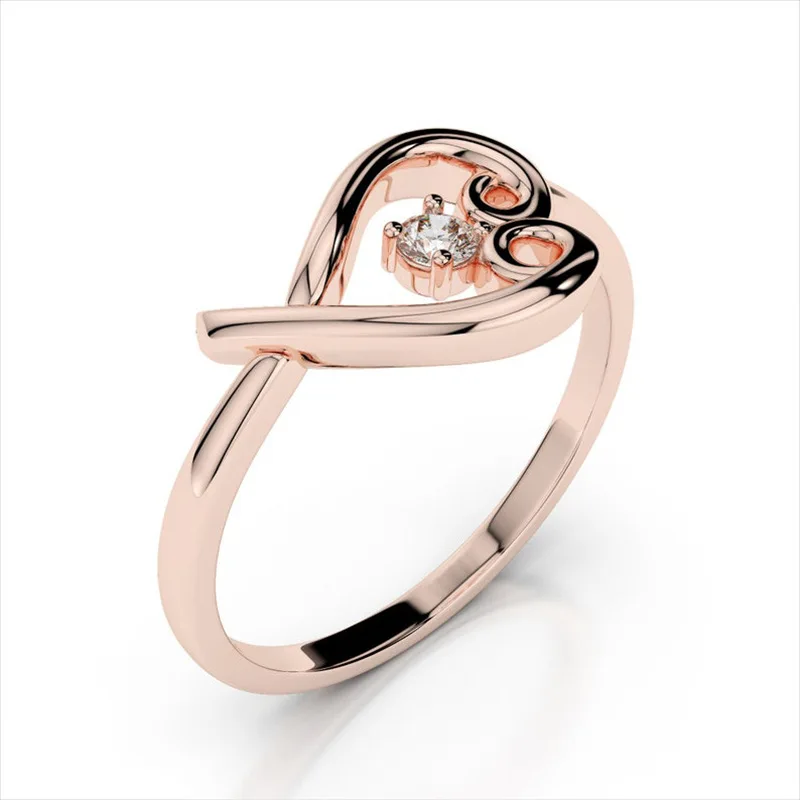 

Women's Fashion Simple Silver Plated Hollow Heart Ring Cocktail Party Zircon Crystal Ring Wedding Engagement Party Women Jewelry