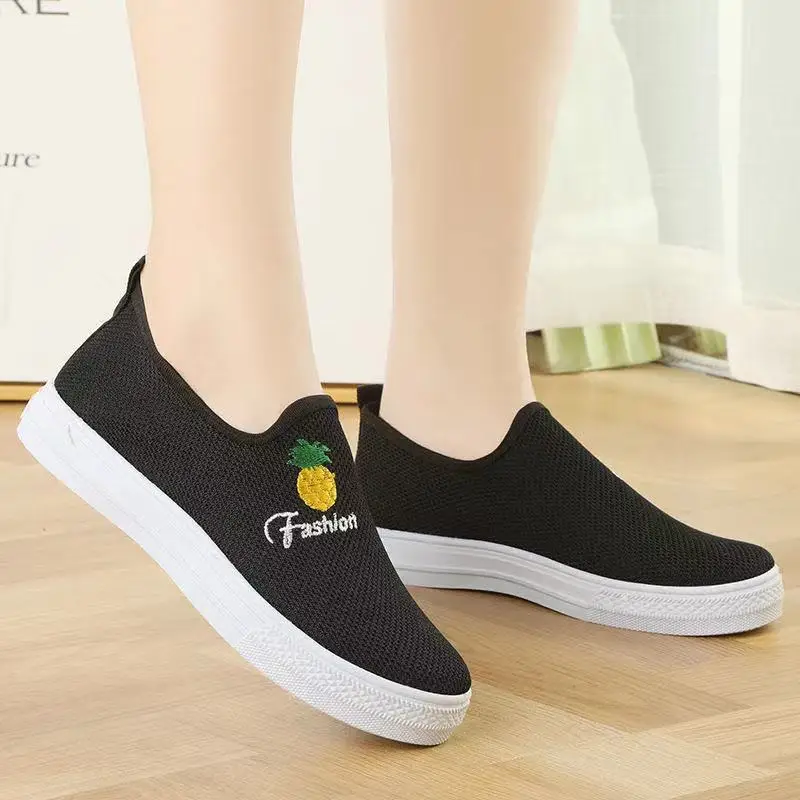

Women's Shoes Summer New One-step Loafers Flat-bottomed Breathable Casual All-match Sports Canvas Shoes Wear-resistant
