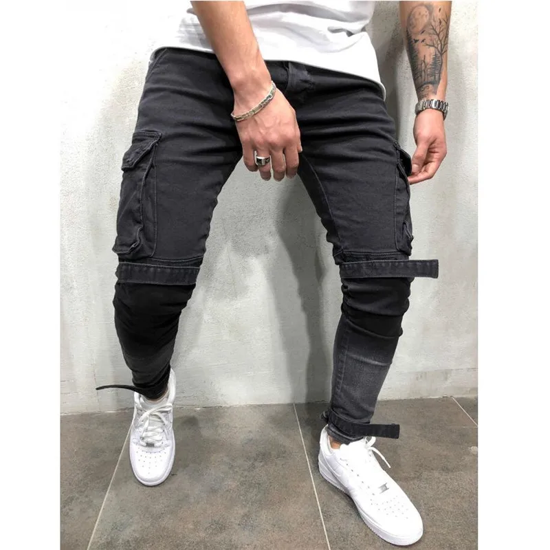 

2021 Men Stylish Ripped Jeans Pants Biker Slim Straight Hip Hop Frayed Denim Trousers New Fashion Skinny Jeans