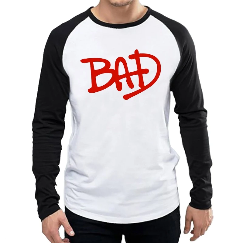 

Michael Jackson T-Shirt Long Sleeve Male Star Michael Jackson Bad Logo T Shirt Tops Tees tshirt Full Sleeve MJ Sign Clothes