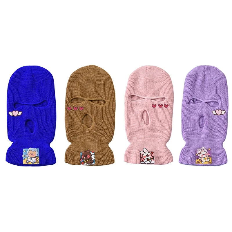 

Unisex Simple Warm Ski Knitted Hat Double-layer Creative Three-eye Hat Foldable G5AE