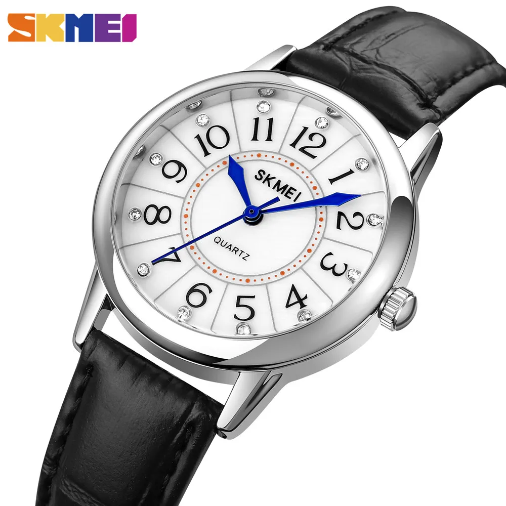 

SKMEI Fashion Genuine Leather Strap Waterproof Ladies Quartz Wristwatch Elegant Female Clock Watches For Women Relogio Feminino