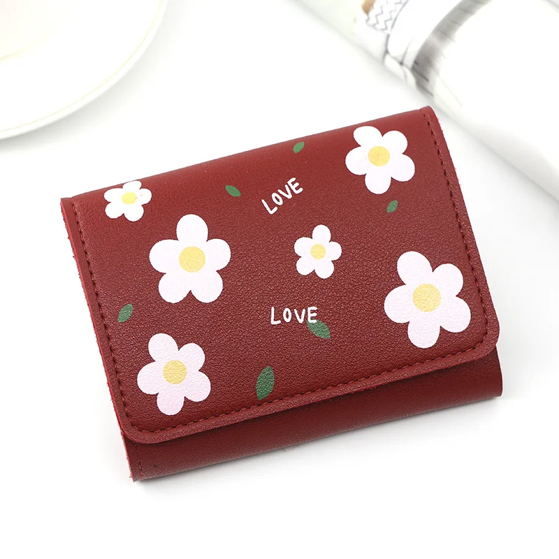 Women Casual Small Wallets Lether Purse Ladies MIni Simple Card Bags for Female Flowers Clutch Money Phone Heart | Багаж и сумки
