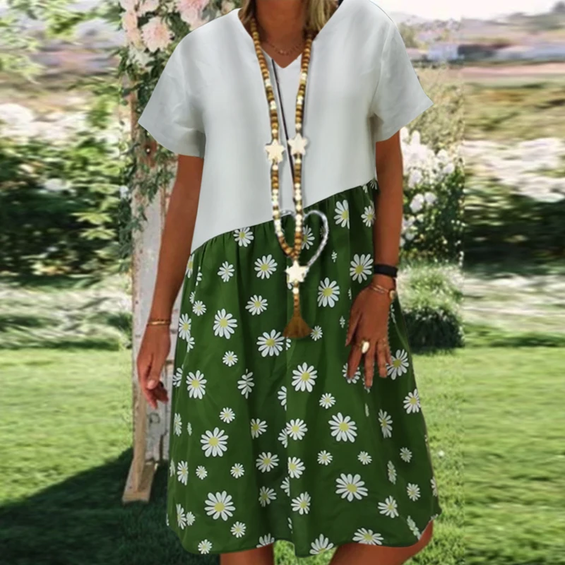 Женское винтажное платье с коротким рукавом треугольным вырезом и