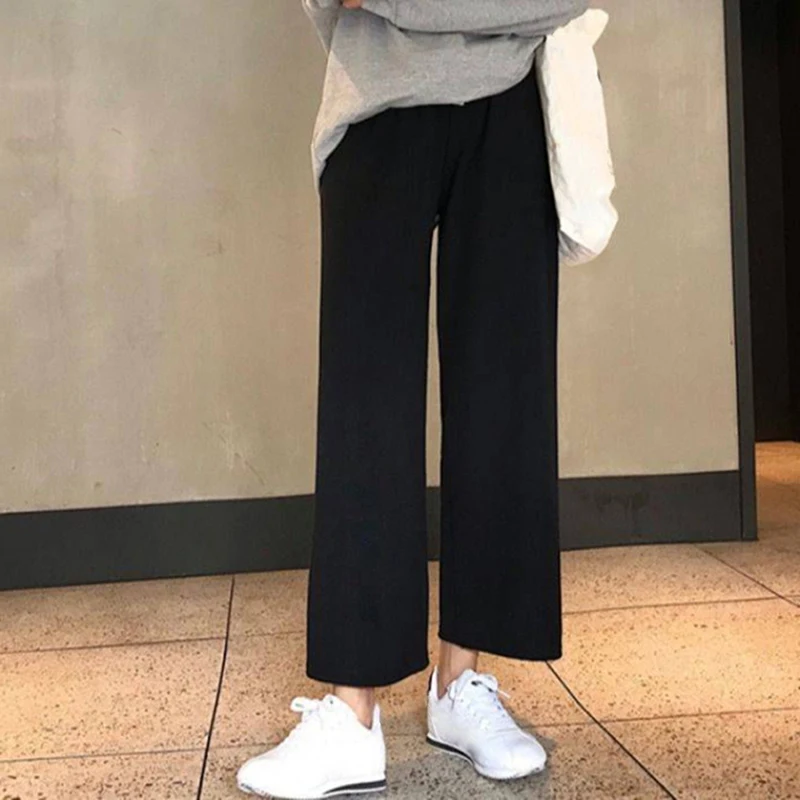 Wide Leg Pants Women Solid High Waist Trousers Pleated Loose Casual Elegant Womens Korean Style Chic School Daily Girls | Женская одежда