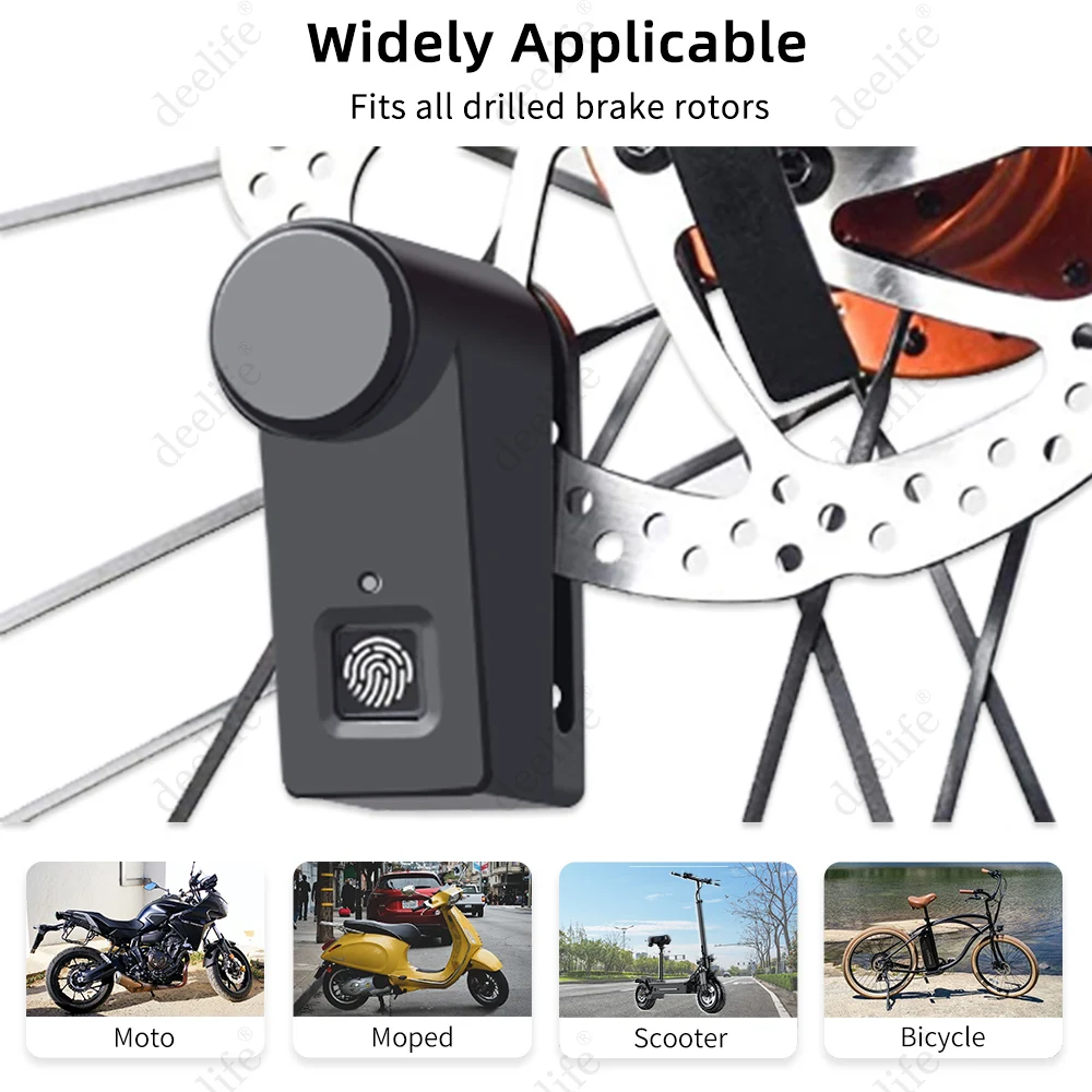 Deelife Motorcycle Scooter Disc Brake Lock for Moto Motor Motorbike Bicycle Anti-Theft Bluetooth Waterproof Fingerprint | Автомобили и