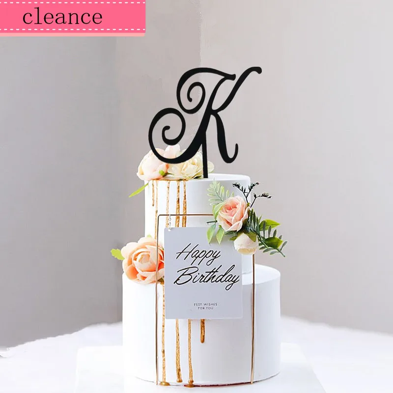 

not custom just " k " cake topper birthday cake topper party decoration cake decorating black acrylic