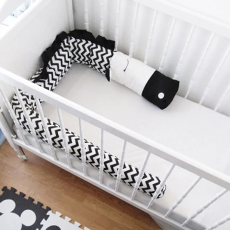 Детская кровать толстые черные белые бамперы зебры колыбель защита для кроватки