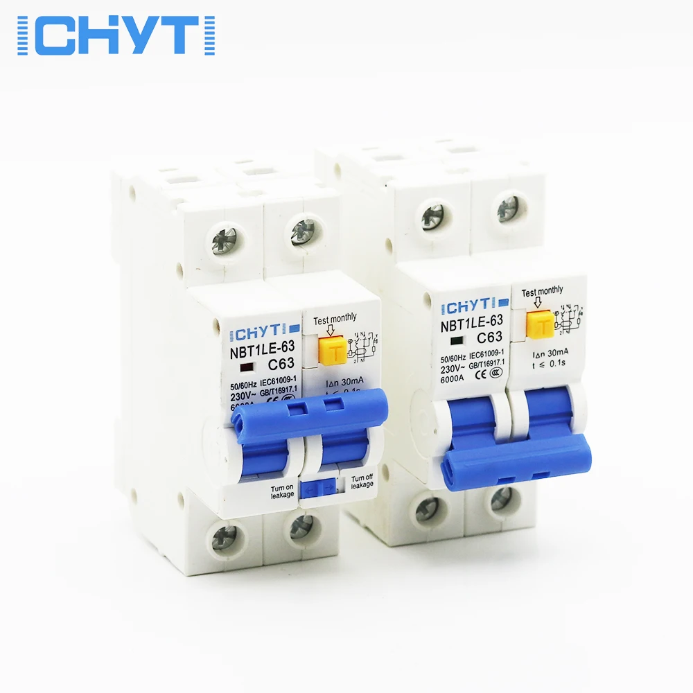 Миниатюрный автоматический выключатель ICHYTI 2P RCD с защитой от протечки 20A 25A 32A 40A 50A