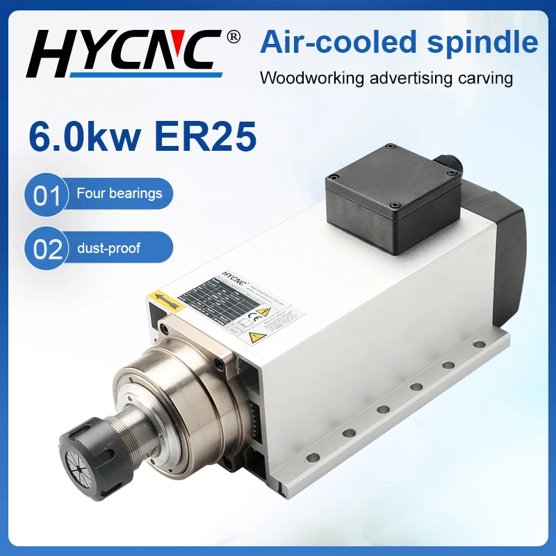 

CNC Spindle Motor 6KW Air-Cooled Spindle Motor 380V 220V 18000rpm Chuck ER32 4pcs Bearing For CNC Engraving Milling Grinder