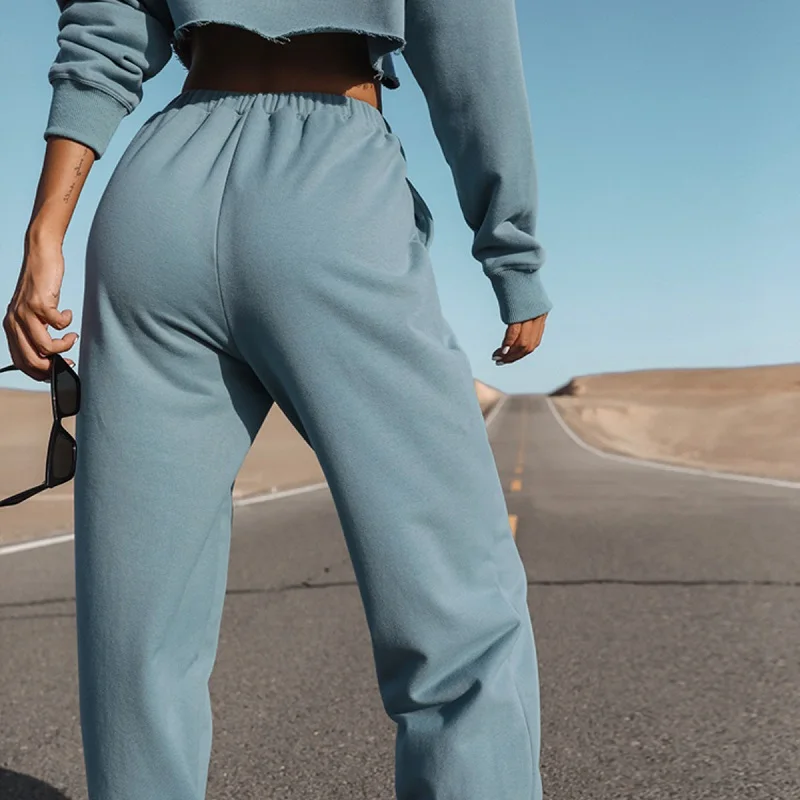 

2 Pieces Women Tracksuit Set Sport Suit Fitness Solid Color Hooded Sweatshirt Sweatpants Casual Pants Sets Sportswear Jogger