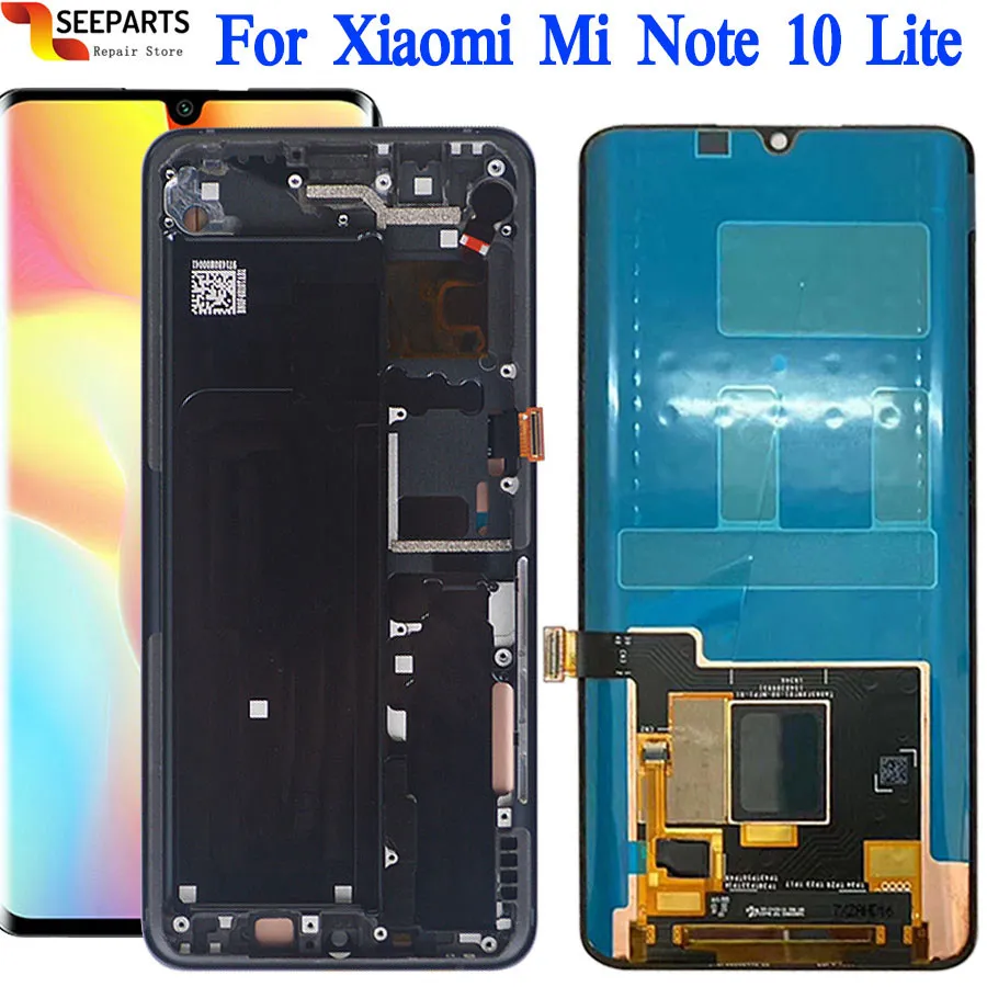 ЖК экран AMOLED 6 47 дюйма для Xiaomi Mi Note 10 Lite с дигитайзером сенсорной панели дисплей