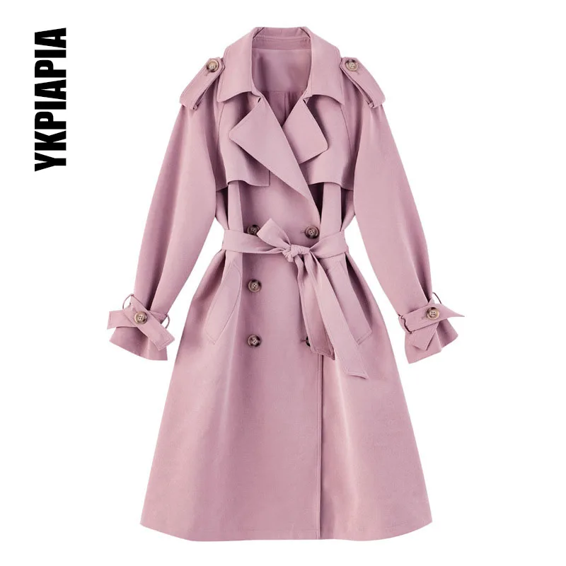 Осень зима 2020 однотонный розовый зеленый тренчкот YKPIAPIA из ацетатной саржи с