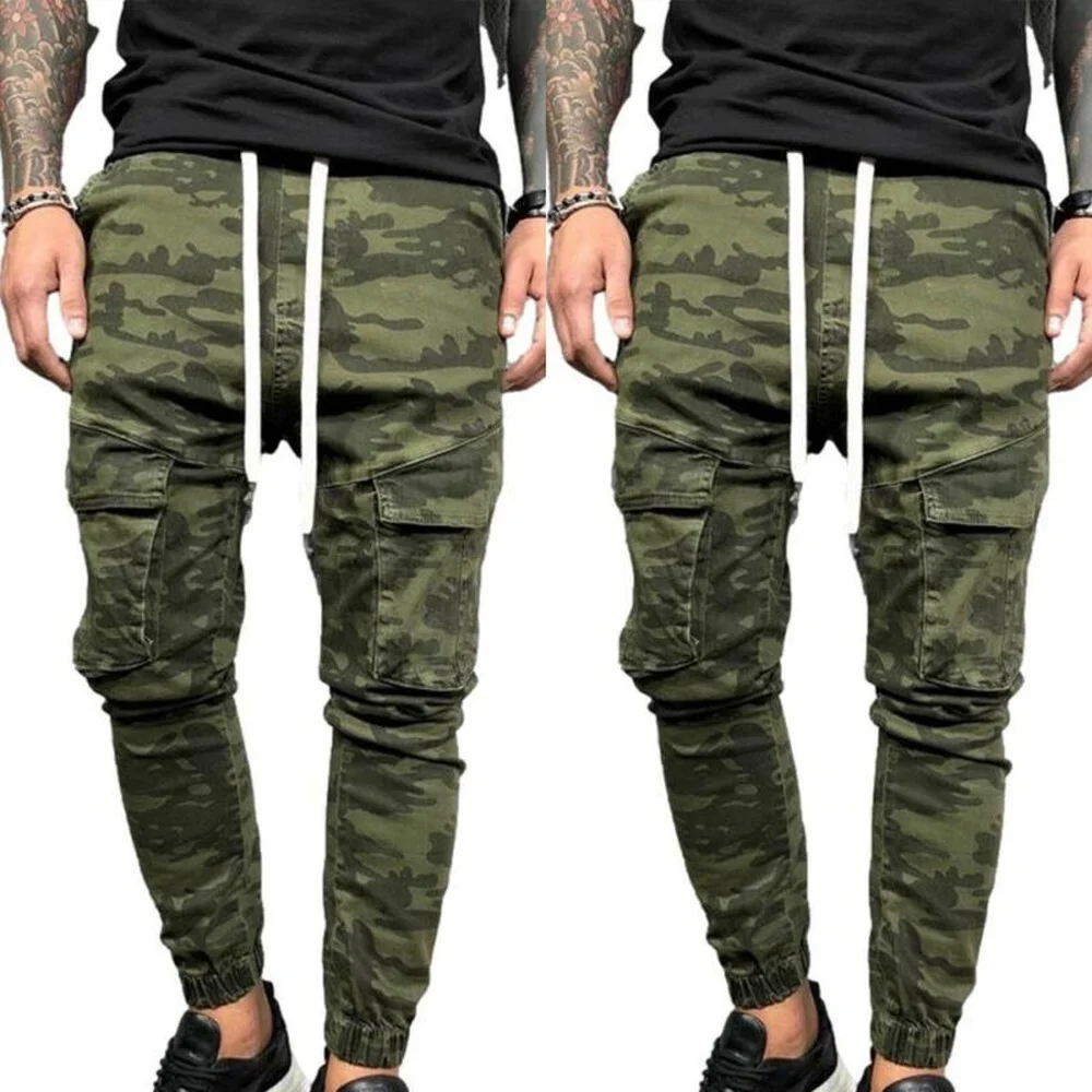 

Men Camo Jeans Denim Pants Jeggings Skinny Stretch Casual Long Trousers Bottoms
