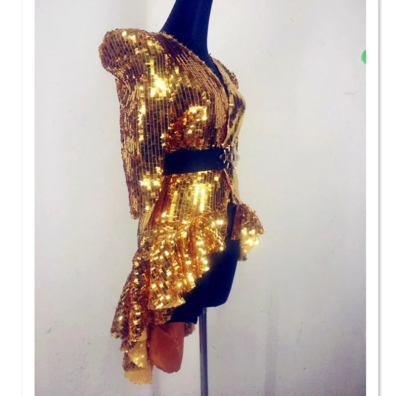 Женская певица DJ костюм DS плечо Ультра блестящая куртка представление сцены