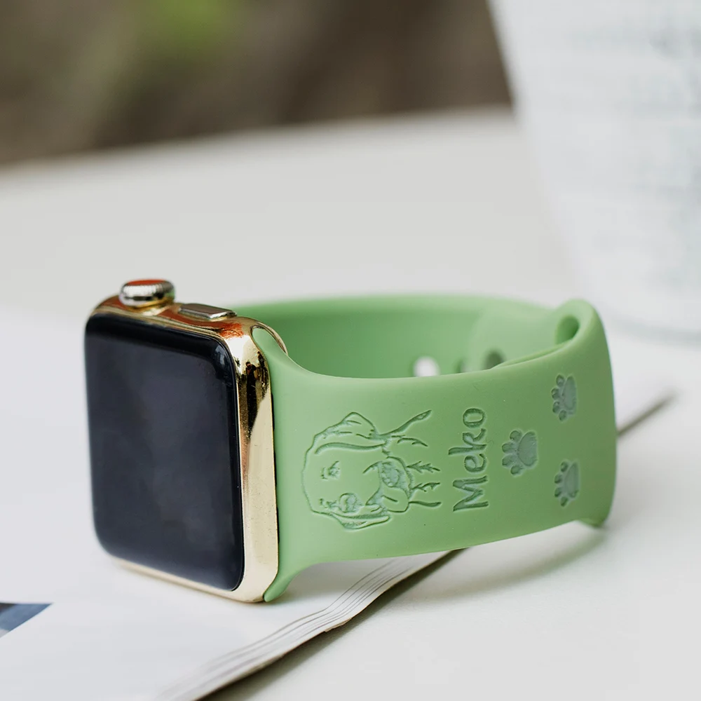 AILIN Dropshipping Personalized Silicone Apple Watch 38mm Band 44mm Smart Dog Logo Name Letter strap series 7 40mm Birthday Gift
