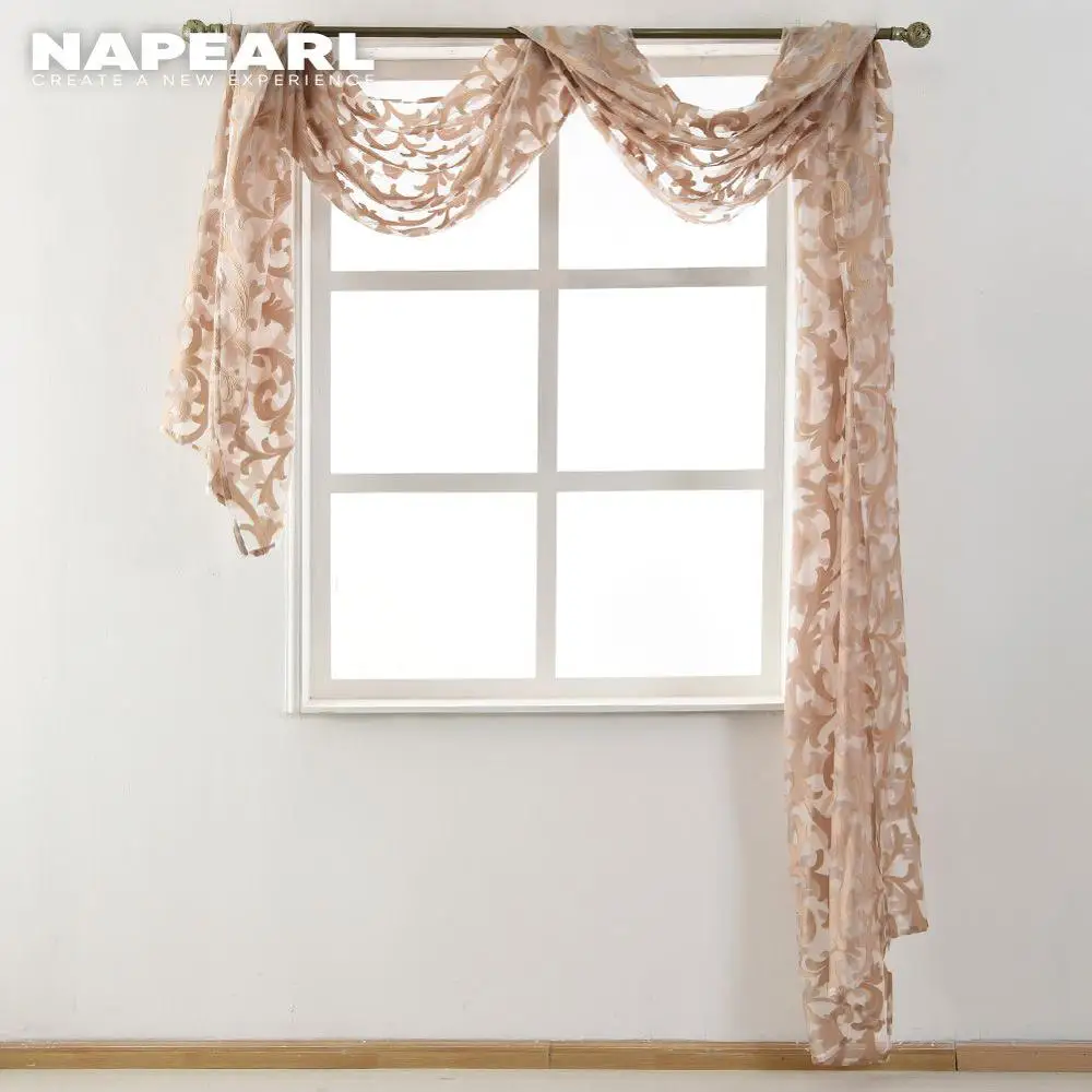 Европейский стиль отвесный водопад органза тюль ткань Белый Черный Бежевый