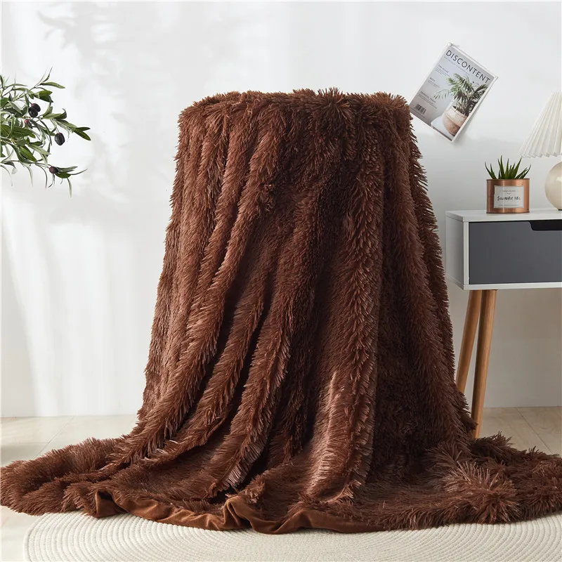 

Coffee Color Blanket Bed Throw Large Sofa Blanket Fluffy Single/Queen Soft Thow Blankets 1.5 Picnic Blanket Custom Fleece Fabric