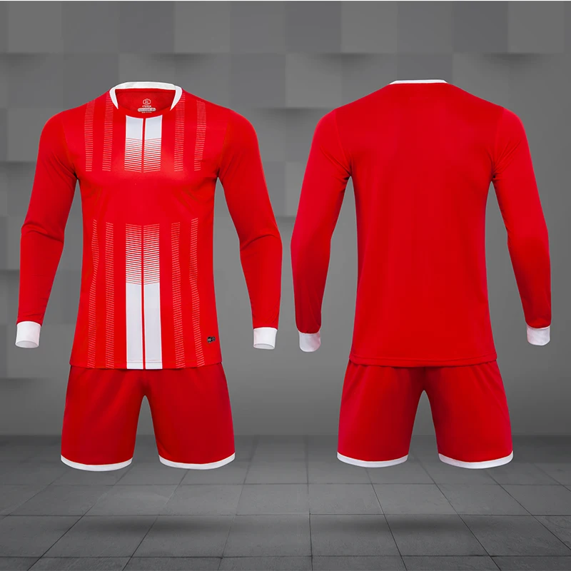 MB-8607 Custom Boys Girls Socce Jersey long sleeve set Adult Kid Plain Football Cheap Children Soccer Uniform Set | Спорт и