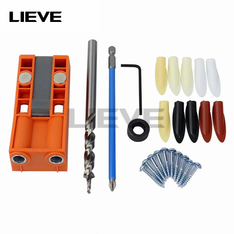 

25pcs Woodwork Locator Drill Guide Set Pocket Hole Screw Jig Drill Guide Puncher Inclined Hole Locator Joint Fitting Hardware