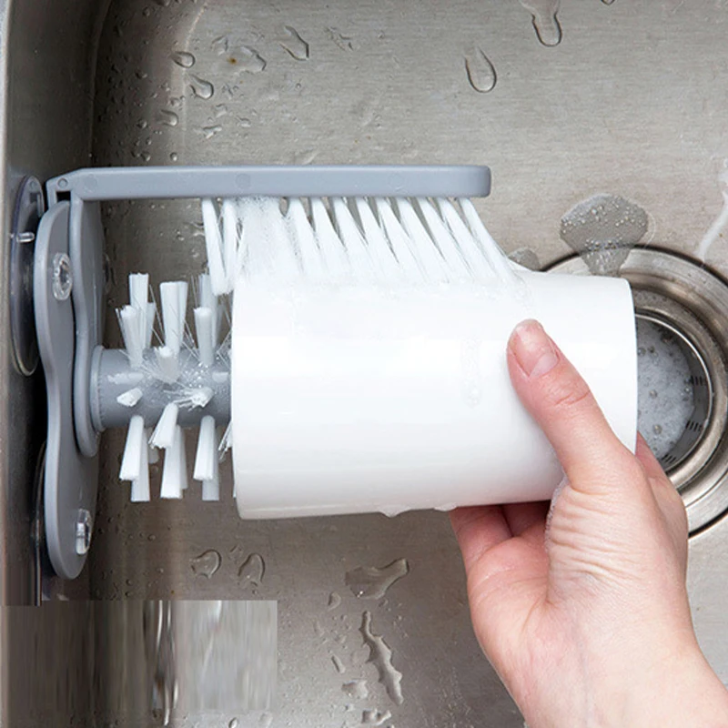 Поглощать Стена Стиль Ленивый щетка для чистки чашек Кухня стакан на присоске