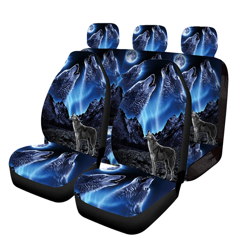 Night wolf printed seat cover,	