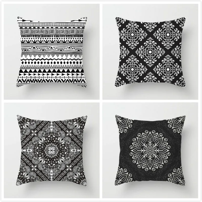 Fuwatacchi черный белый наволочка чехол Чехол для подушки с геометрическим рисунком