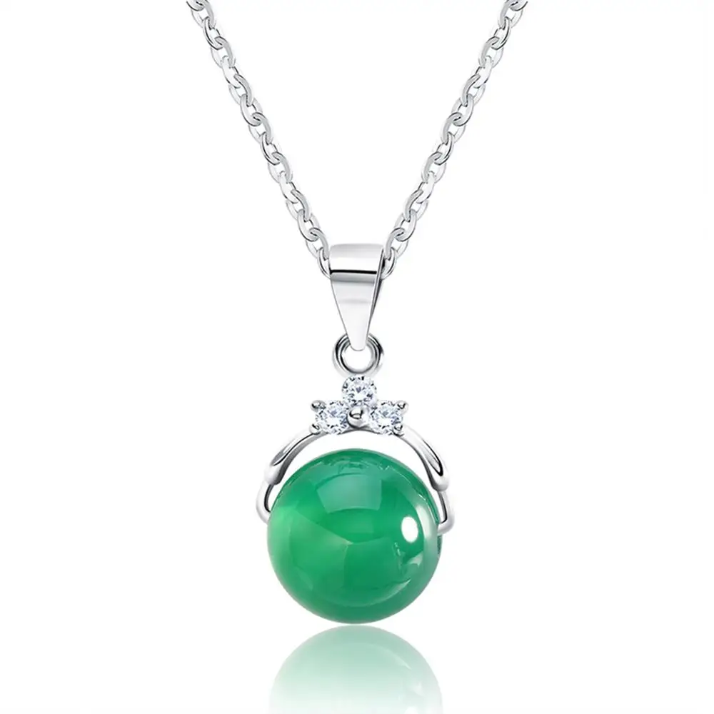 Silver Green ORSA JEWELS модные 925 пробы серебряные ожерелья с подвесками с блестящим зеленым натуральным камнем для женщин подлинный Серебряный подарок SN01 - Цвет камня: Silver Green