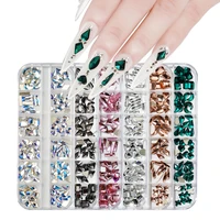 12 girdsbox multi size abcolorful hotfix rhinestones flatback crystal diamond gems 3d glitter nail art luxurious decorations