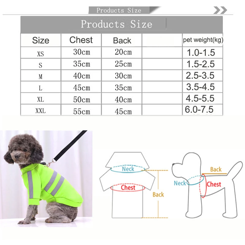 

Reflective Coat For Pet Dog Spring Autumn Warm Soft Puppy Clothes With Reflective Strip Walking Vest Chest Strap For Chihuahua