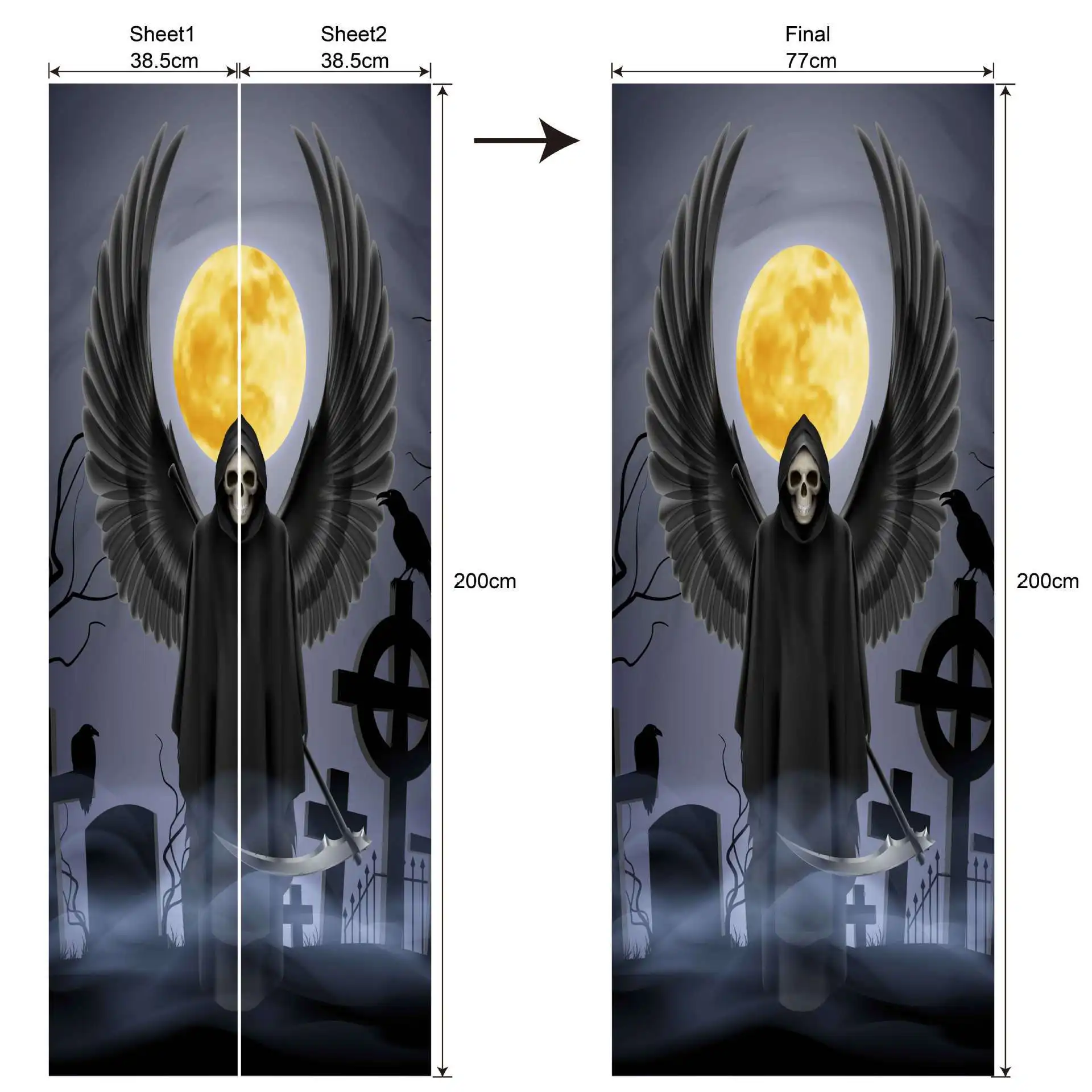 

Halloween Moon Night Devils Door Sticker Stickers For Door Kids Wallpaper Home Decor Waterproof Decal