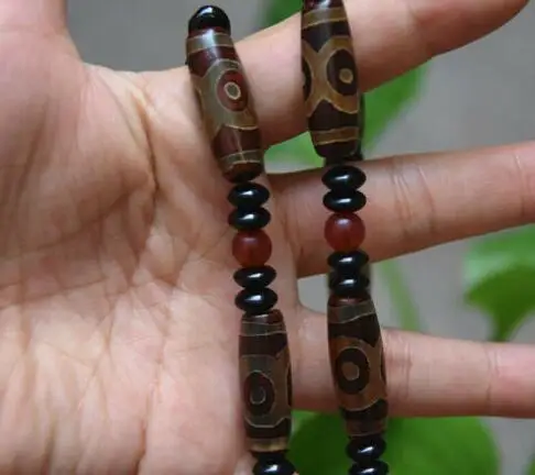 Cool men's China Tibet stone 9 Eyes* Pattern Dzi Beads Necklace women's chain Free shipping | Украшения и аксессуары