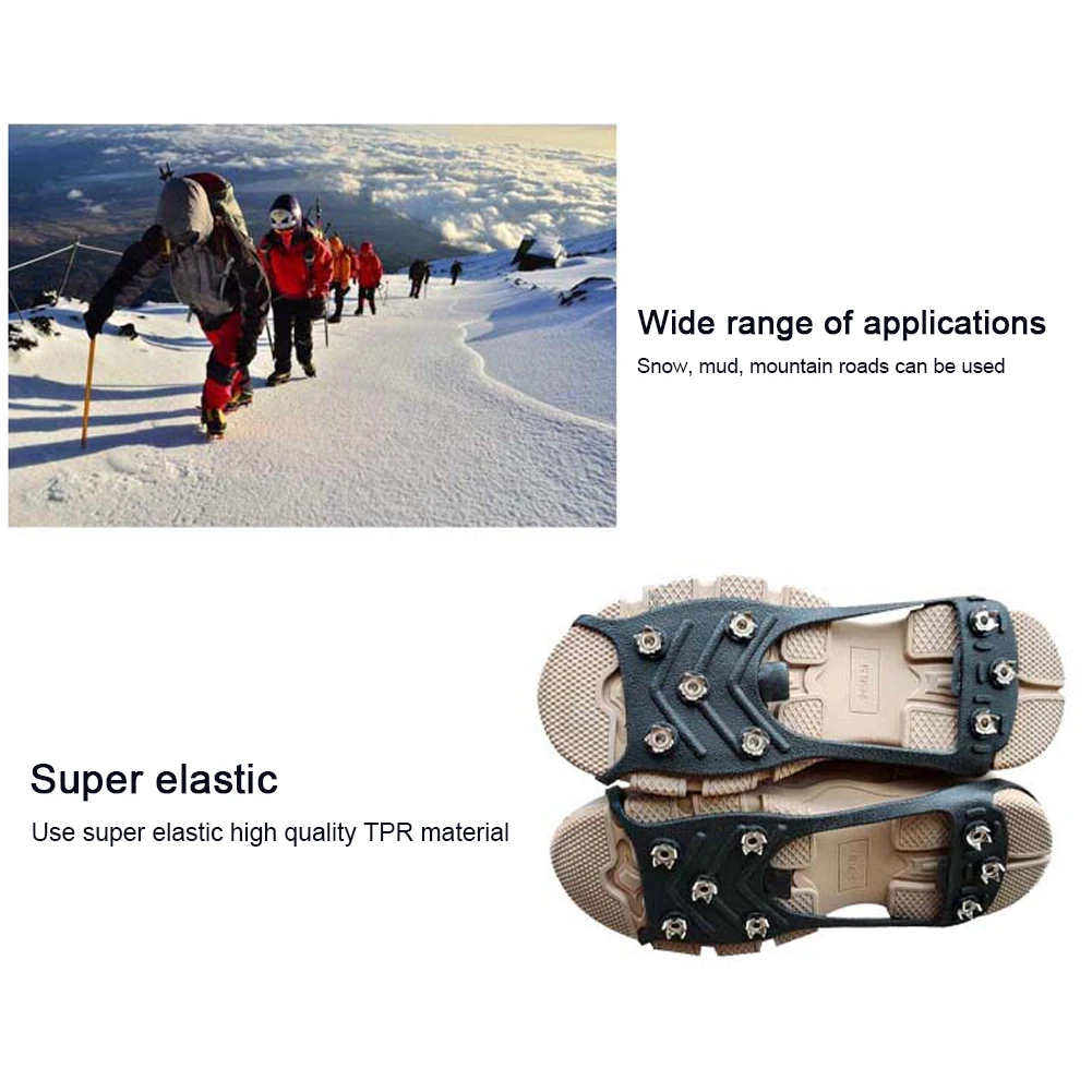 

1 Pair Professional Climbing Crampons 8 Studs Anti-Skid Ice Snow Camping Walking Shoes Spike Grip Winter Outdoor Equipment