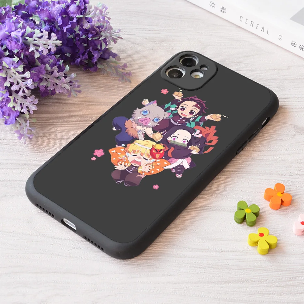 

For iPhone Demon Slayer Chibis Print Soft Matt Apple Case