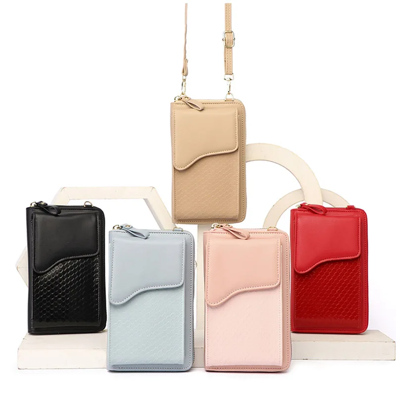 Clamshell Lrge Capacity Shouldear Bag Ladies Phone Pocket Pu Leather Cellphone Wallet For Women Long Card Holder Clutch Purse