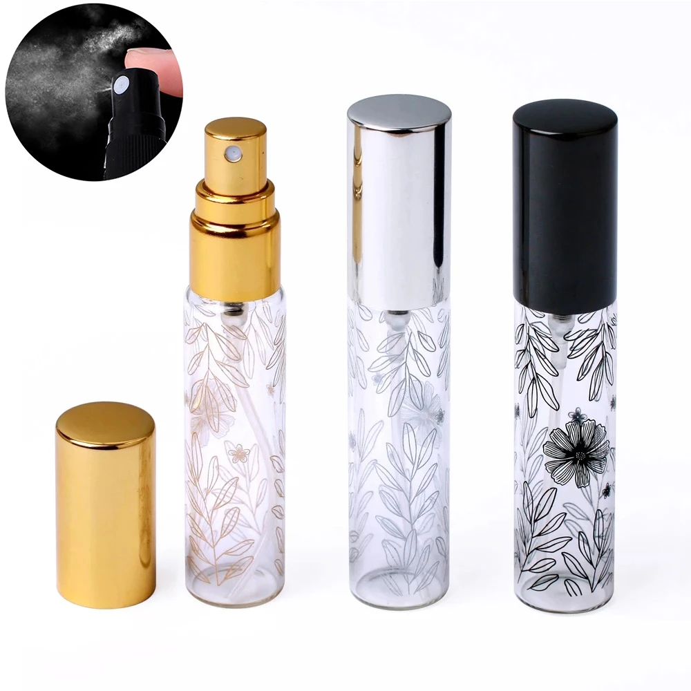 

10ml Portable Pattern Glass Perfume Bottle With Atomizer Empty Spray Cosmetic Liquid Mini Refillable Bottles Travel Parfum Case