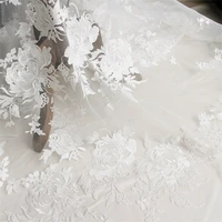 eyelashes flat embroidery full width big flower wedding dress diy lace fabric embroidery lace cloth material off white