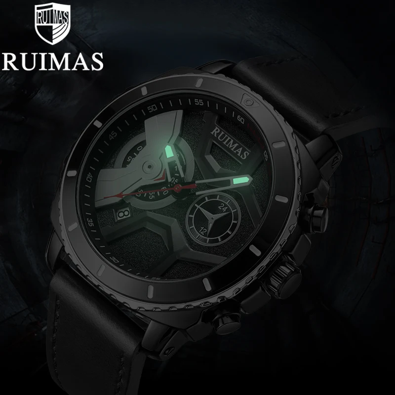 Ruimas New Mens Watches 2020 Luxury Brand Quartz Watch Unique Gentlemen Wrist Men Gifts Military Relogio Luxo Clock 552 | Наручные часы