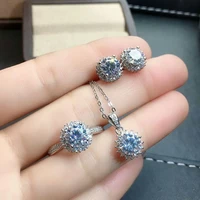 meibapj 1 carat d color real moissanite diamond flower jewelry set 925 silver necklace earrings ring wedding jewelry for women