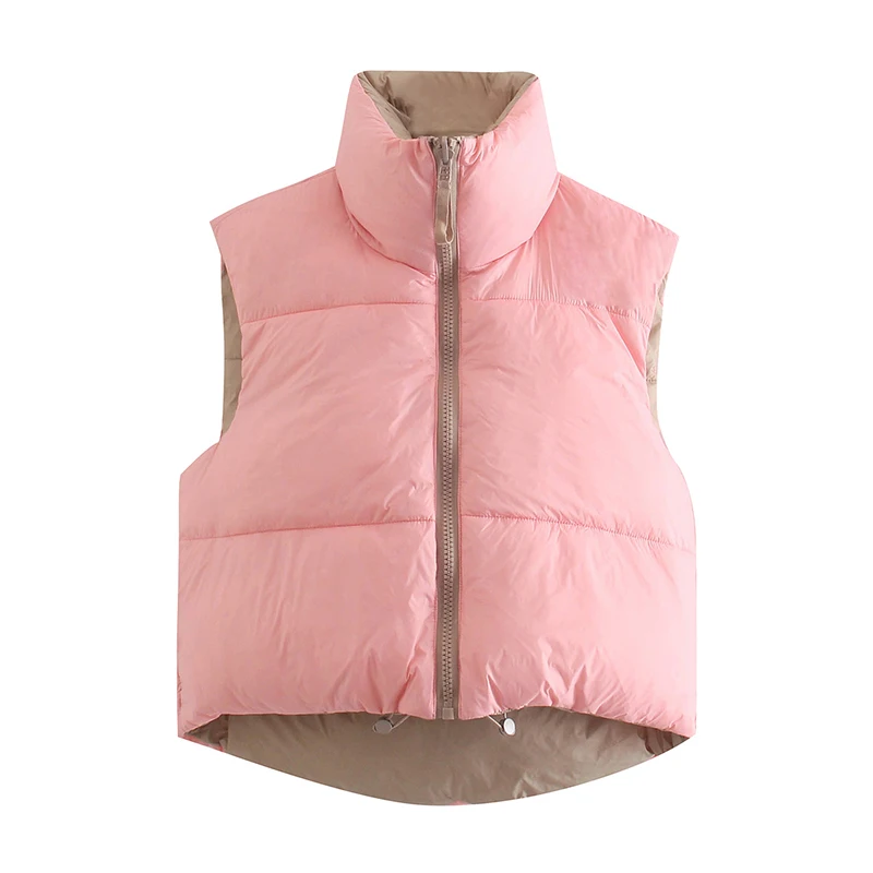 

Winter 202 Women's Zipper Winter Cotton Vest Body Warm Zipper Pocket Waistcoat Sleeveless Vest Outwear Keep Warm Tops
