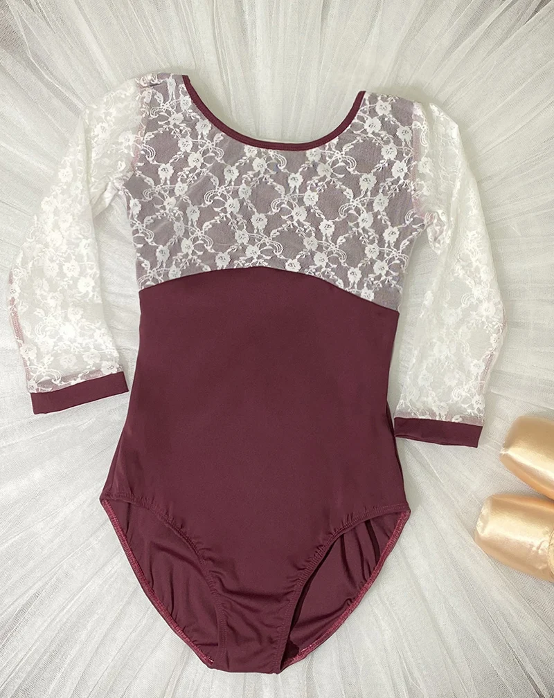 

Fall Ballet Dance Leotards Women 2021 Lace Sleeve Gymnastics Dancing Wear Adult High Quality Elegant Ballet Leotard