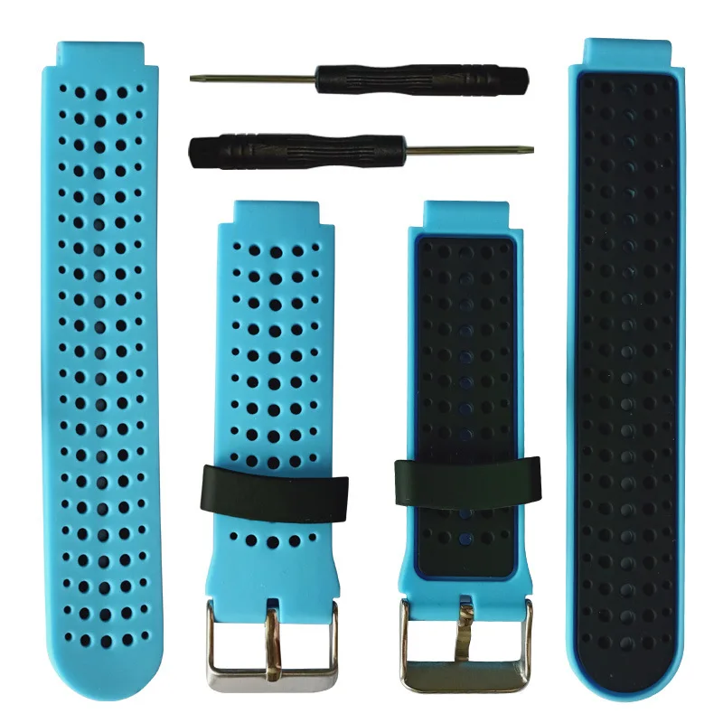 blue black Silicone Replacement Watch Band for Garmin Forerunner 230 / 235 / 220 / 620 / 630 / 735 735XT watch Outdoor Sport Watchstrap - Цвет ремешка: blue black
